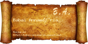Babai Annamária névjegykártya